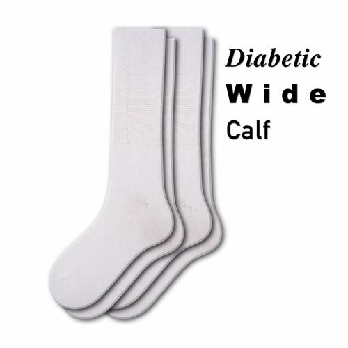 Diabetic Wide Foot and Wide Calf Crew Socks (2 Pair)