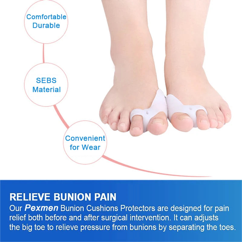 Pexmen (2) 4Pcs Gel Bunion Corrector Toe Spacer