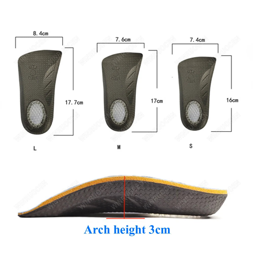 EVA 3/4 Half Arch Support Orthopedic Shoes Insoles For Plantar Fasciitis Men Women Relief Heel Spur Pain Shoe Flat Feet Pads