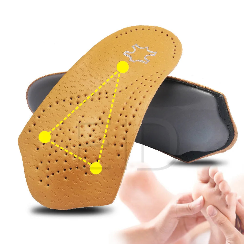 Leather orthotic Insoles OX Leg Heel Cushion for Feet Soles Relieve Foot Pain Protect Spur Support Shoes Pad Feet Care Inserts