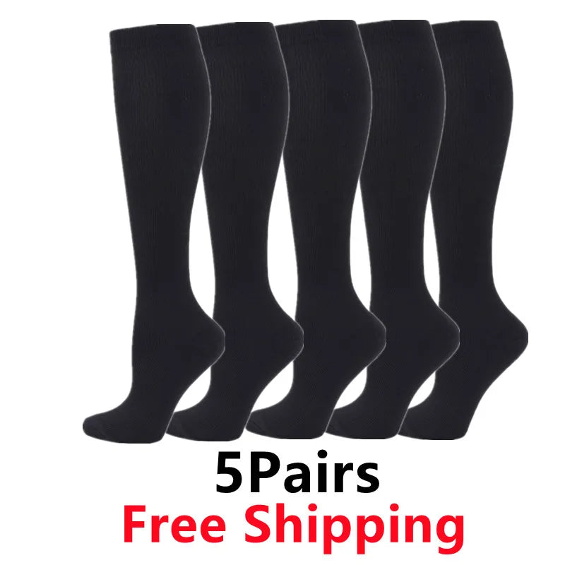 5 Pair/Pack Knee High Compression Socks