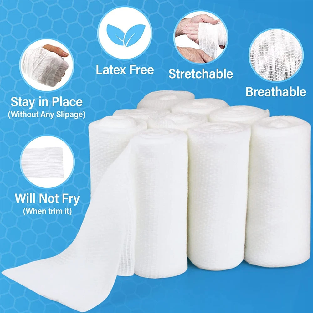 4 Rolls Gauze Bandage Roll with Tape
