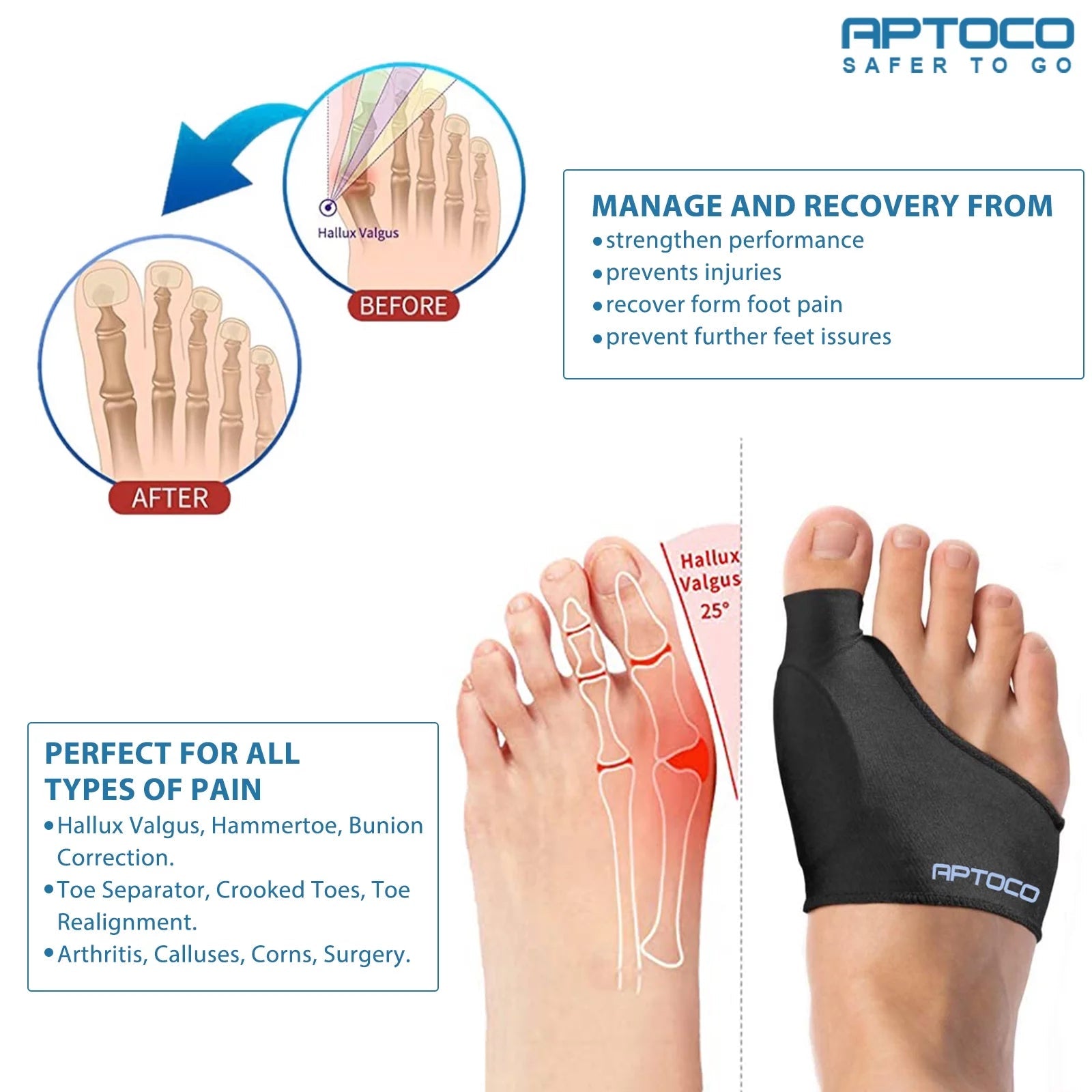 Copper Bunion Corrector, Hallux Valgus Corrector Bunion Sleeves,