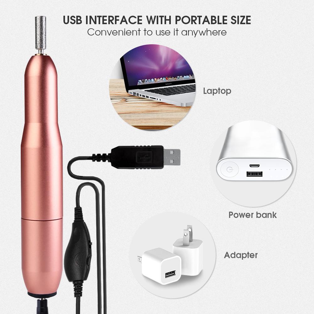 USB Electric Nail File Set Pink Iolaus