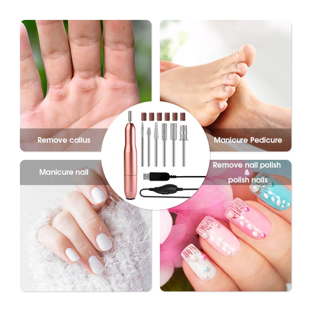 USB Electric Nail File Set Pink Iolaus