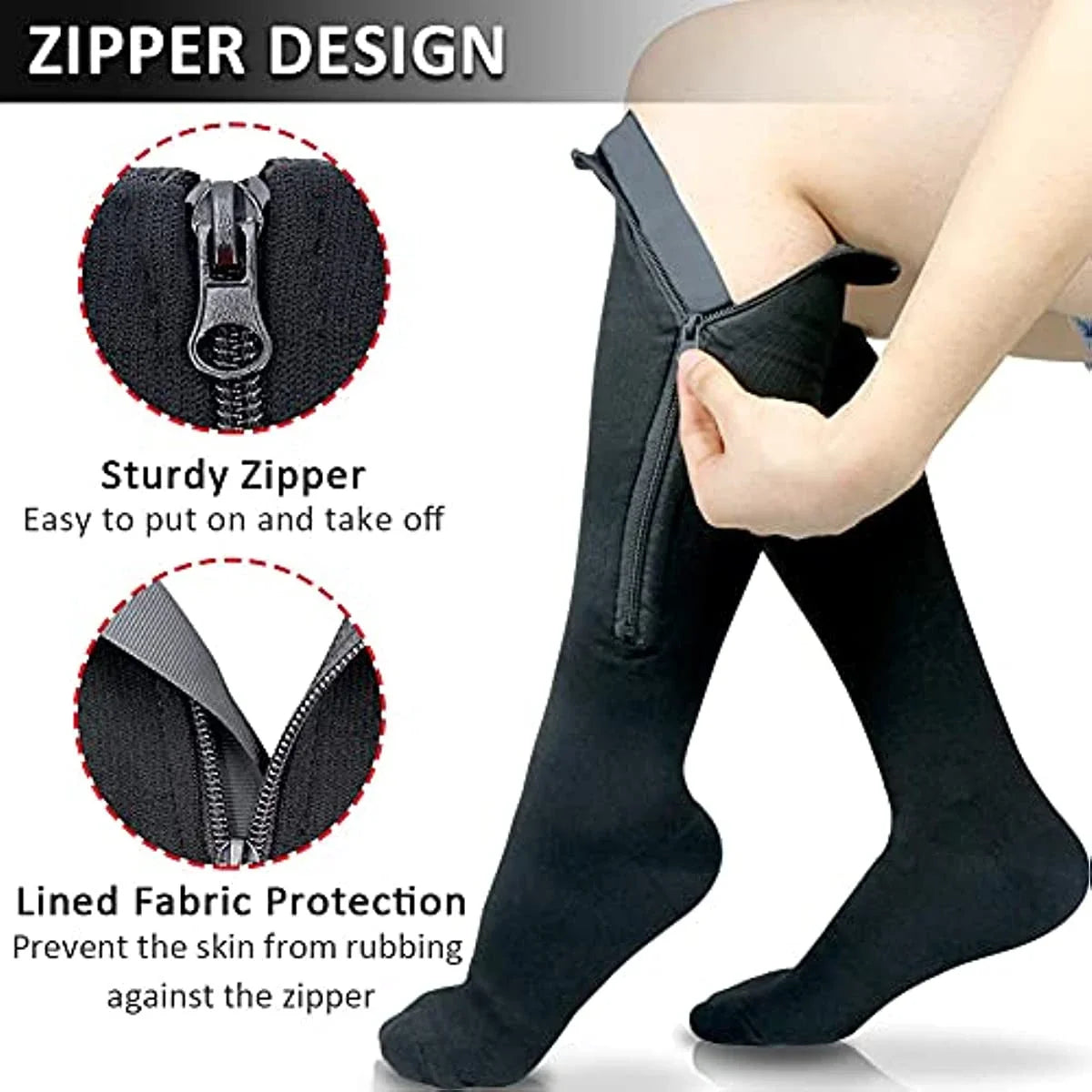 1 Pair Medical  Compression Socks with Zipper(Unisex)