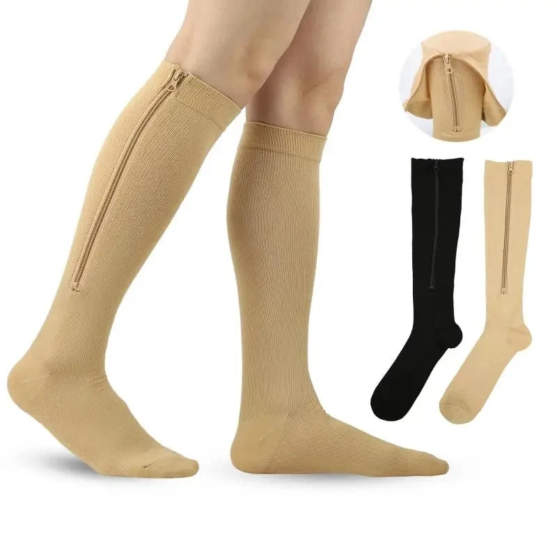 1 Pair Medical  Compression Socks with Zipper(Unisex)
