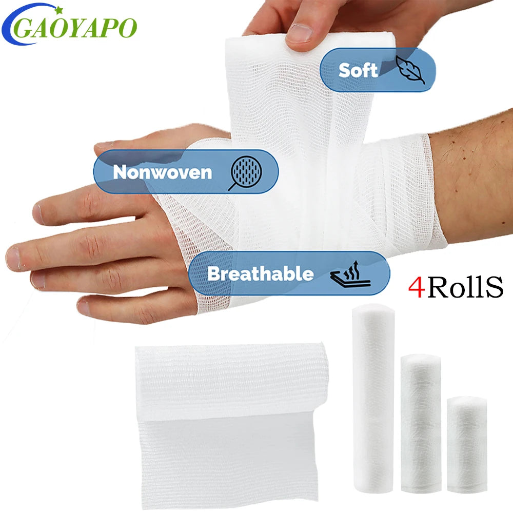 4 Rolls Gauze Bandage Roll with Tape