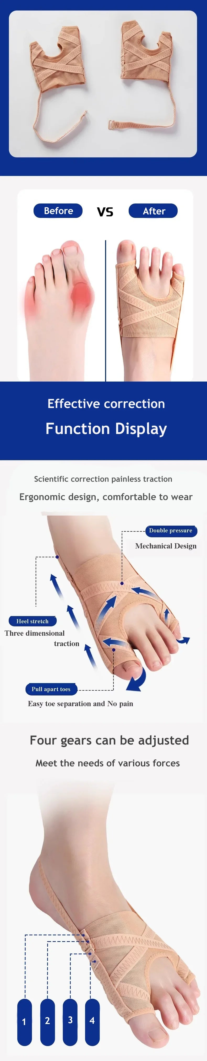 Fabric Bunion Corrector Breathable Adjustable Hallux Valgus Sleeve Spacer Separator Toe Corrector Sports Bunion Socks Running