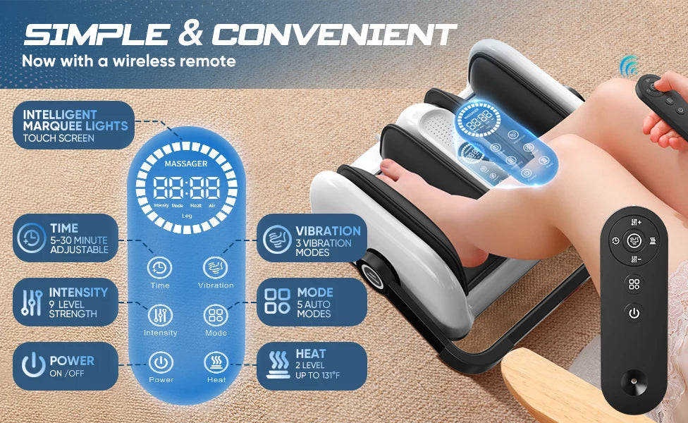 Electric Foot Massage Machine With Heat Remote Home Foot Calf Arm Three-in-one Massager Leg Beauty Machine Kneading Air Massager