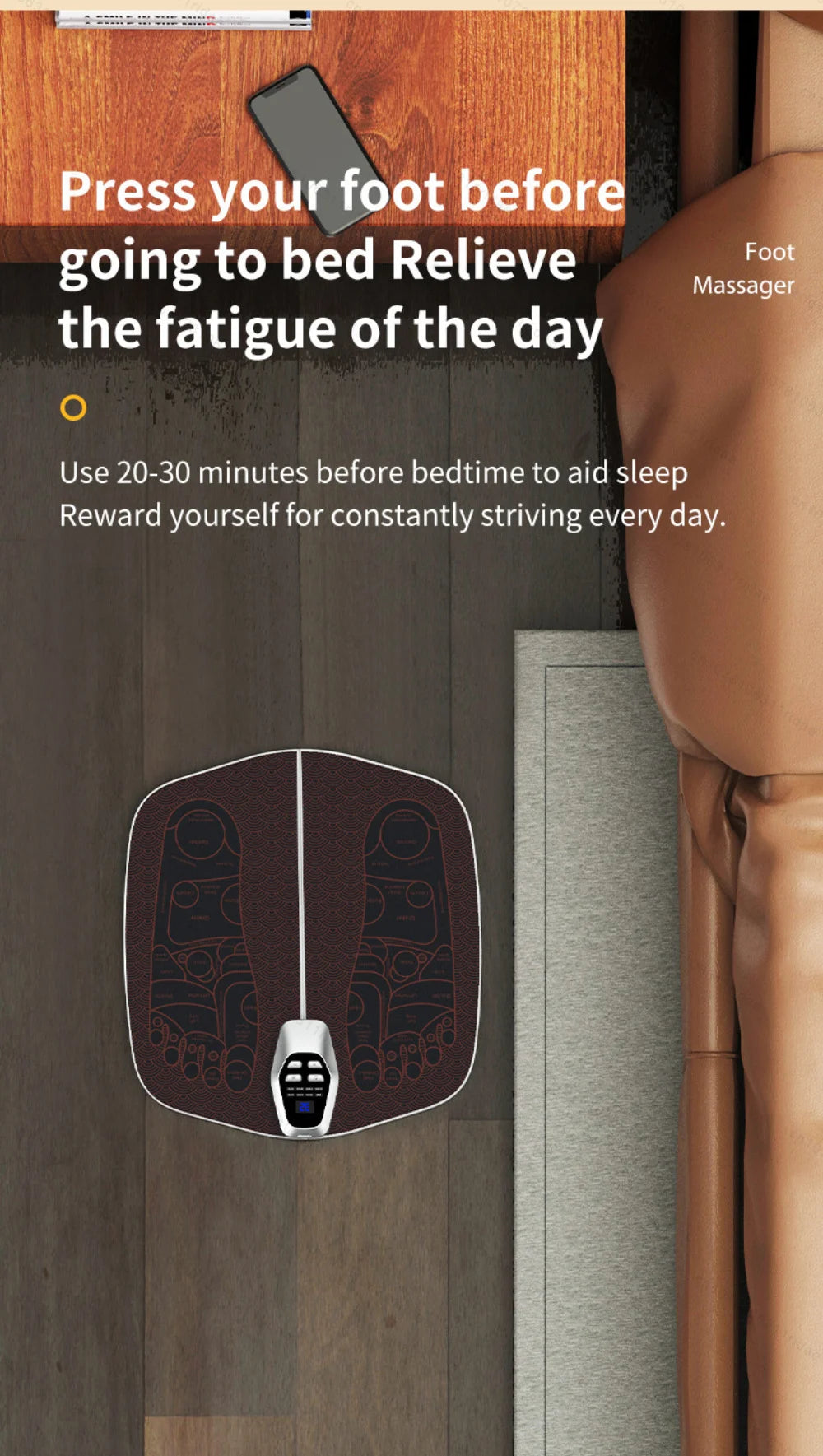 EMS Foot Massager Electric Stimulator for Circulation Feet Legs Heating Pulse Muscle Massage Device Body Massage Losing Weight