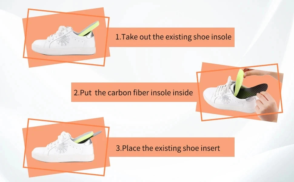 1 Pair 1.2mm Carbon Fiber Insole and Shock-absorbing Insole, Foot Fractures, Hallux Rigidus and Limitus, Rigid Shoe Insert