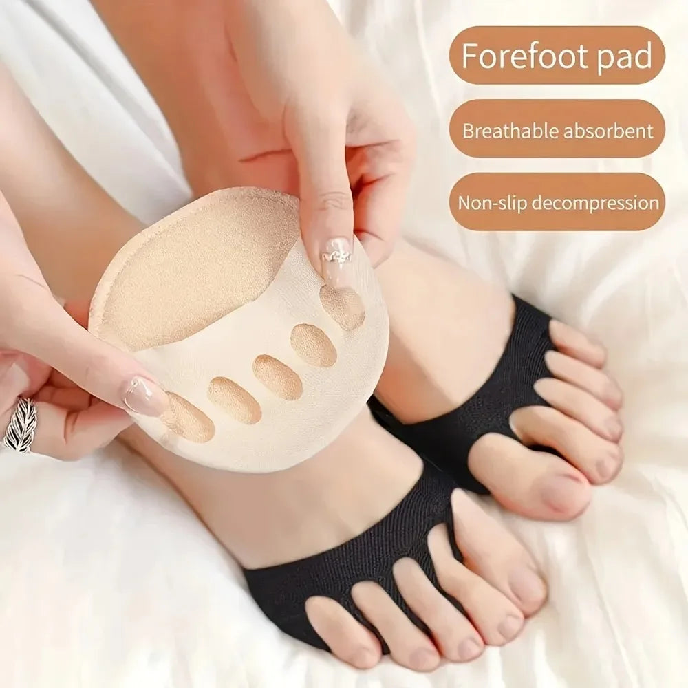 10PCS Foot Pad High Heel Forefoot Pad, Soft Invisible Metatarsal Support, Non-Slip and Anti-Foaming Insole Comfortable Care Tool