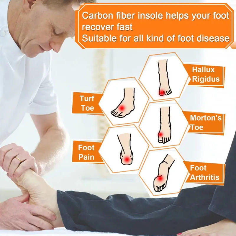 1 Pair Morton's Extension Orthotic Rigid Carbon Fiber Insole Insert for Morton's Toe Turf Toe Hallux Rigidus Arthritis Limitus