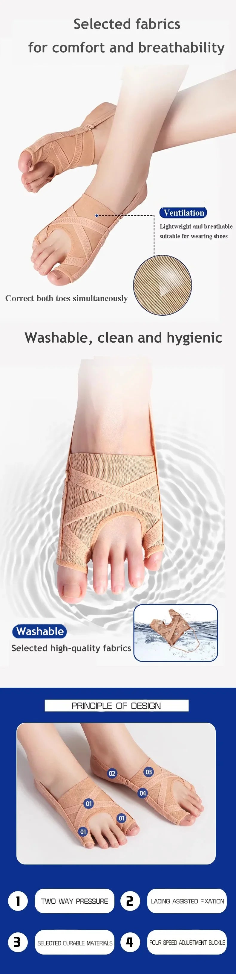 Fabric Bunion Corrector Breathable Adjustable Hallux Valgus Sleeve Spacer Separator Toe Corrector Sports Bunion Socks Running