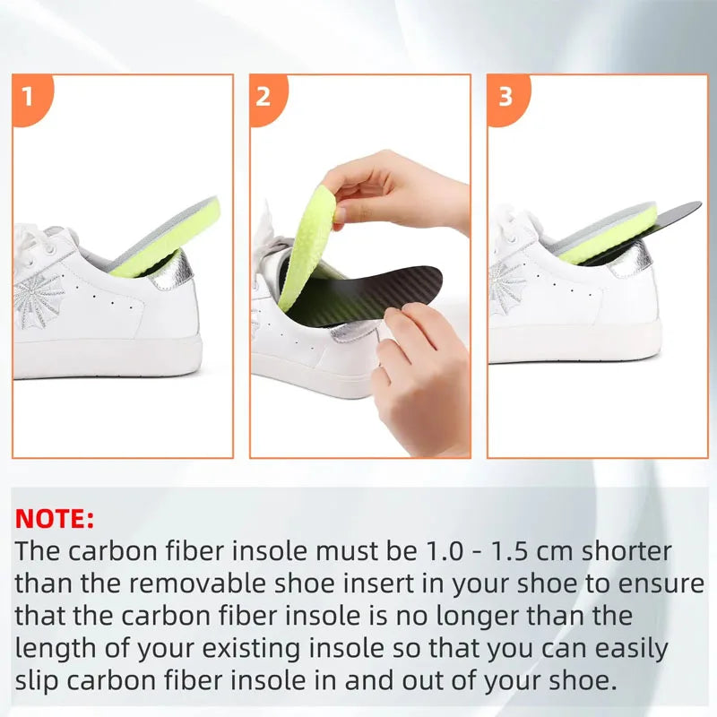 1 Pair 1.2mm Carbon Fiber Insole and Shock-absorbing Insole, Foot Fractures, Hallux Rigidus and Limitus, Rigid Shoe Insert