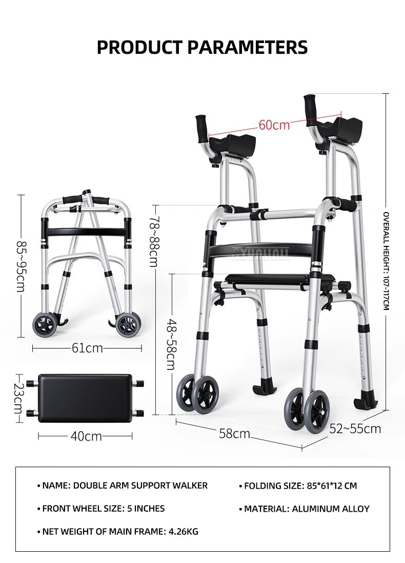 Adjustable Elderly Walking Cane Foldable Mobility Walker