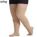 1Pair Thigh High Toeless Compression Stockings 20-32 mmHg