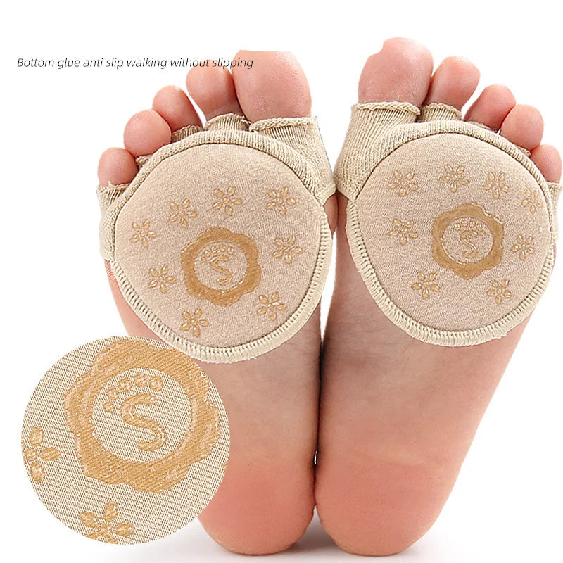 2Pcs=1Pair Five Finger Socks Pad Toe Separator Foot Care Half Bunion Sleeve Protector Hallux Valgus Forefoot Insoles For Women