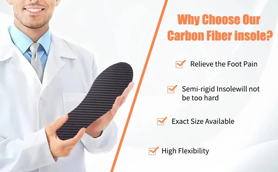 1 Pair 1.2mm Carbon Fiber Insole and Shock-absorbing Insole, Foot Fractures, Hallux Rigidus and Limitus, Rigid Shoe Insert