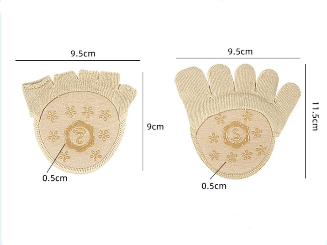2Pcs=1Pair Five Finger Socks Pad Toe Separator Foot Care Half Bunion Sleeve Protector Hallux Valgus Forefoot Insoles For Women