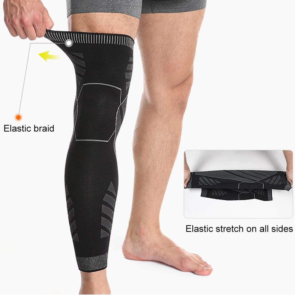 BraceTop Long Leg Compression Sleeves,Full Leg Sleeve Long Knee Brace Knee Support Protect Basketball,Football, Knee Pain Relief