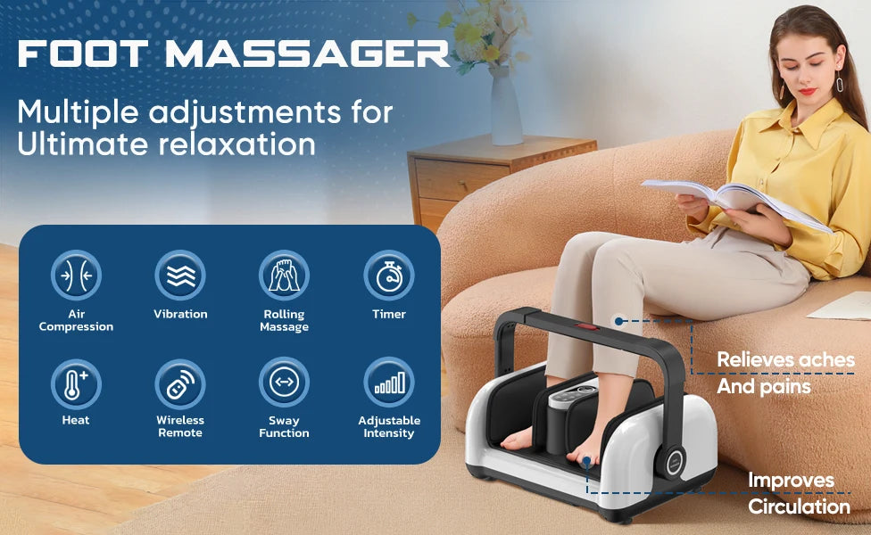 Electric Foot Massage Machine With Heat Remote Home Foot Calf Arm Three-in-one Massager Leg Beauty Machine Kneading Air Massager