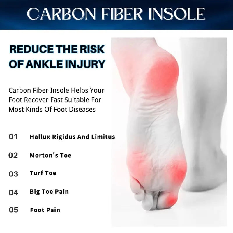 1 Pair Morton's Extension Orthotic Rigid Carbon Fiber Insole Insert for Morton's Toe Turf Toe Hallux Rigidus Arthritis Limitus