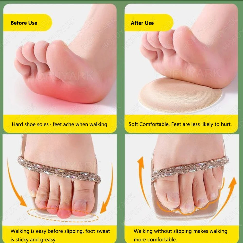 8Pcs Forefoot Pad Pain Relief Insert Half Size Insoles Non-slip Cushion Shoe Breathable Sweat Absorbing Foot Pads for Shoes
