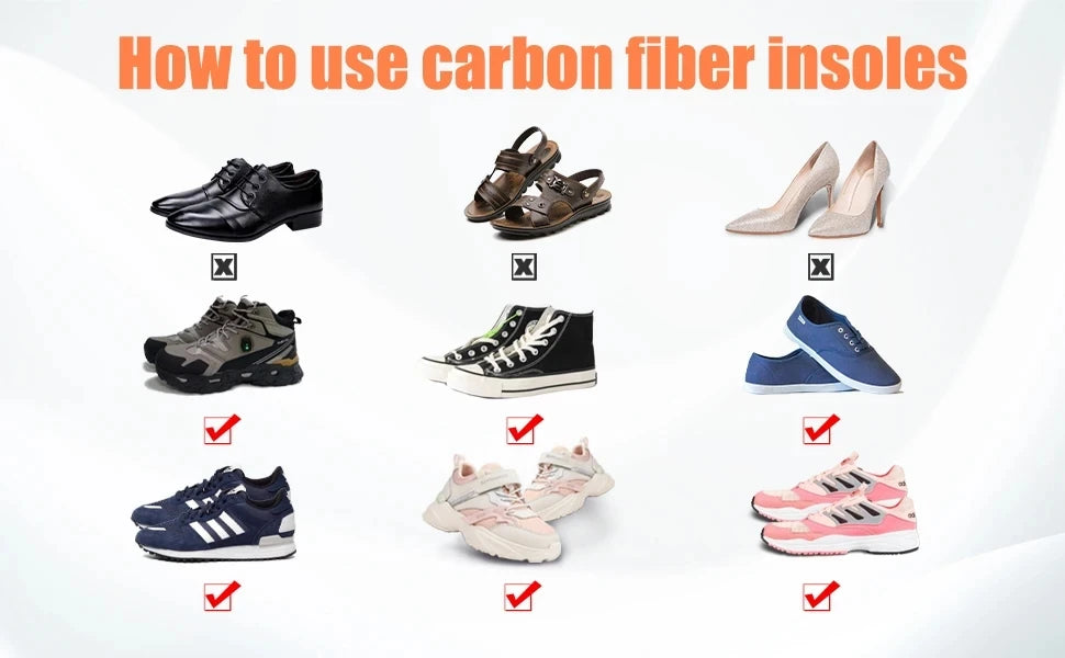 1 Pair 1.2mm Carbon Fiber Insole and Shock-absorbing Insole, Foot Fractures, Hallux Rigidus and Limitus, Rigid Shoe Insert