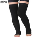 1Pair Thigh High 20-32 mmHg Compression Stocking Toeless Compression Socks for women & men circulation with Silicone Dot Band