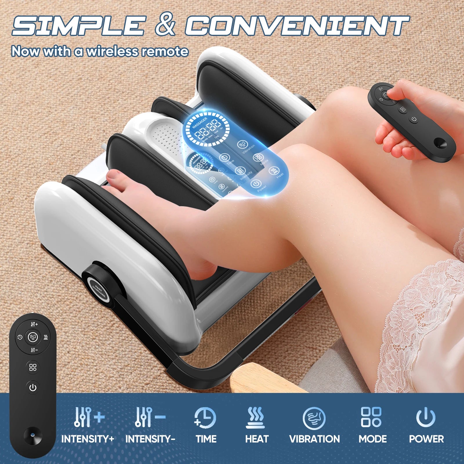Electric Foot Massage Machine With Heat Remote Home Foot Calf Arm Three-in-one Massager Leg Beauty Machine Kneading Air Massager