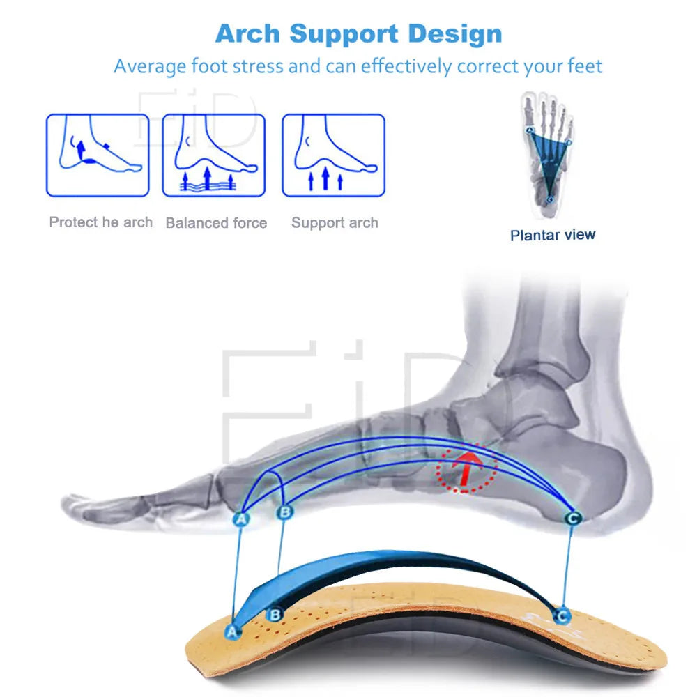 Leather orthotic Insoles OX Leg Heel Cushion for Feet Soles Relieve Foot Pain Protect Spur Support Shoes Pad Feet Care Inserts