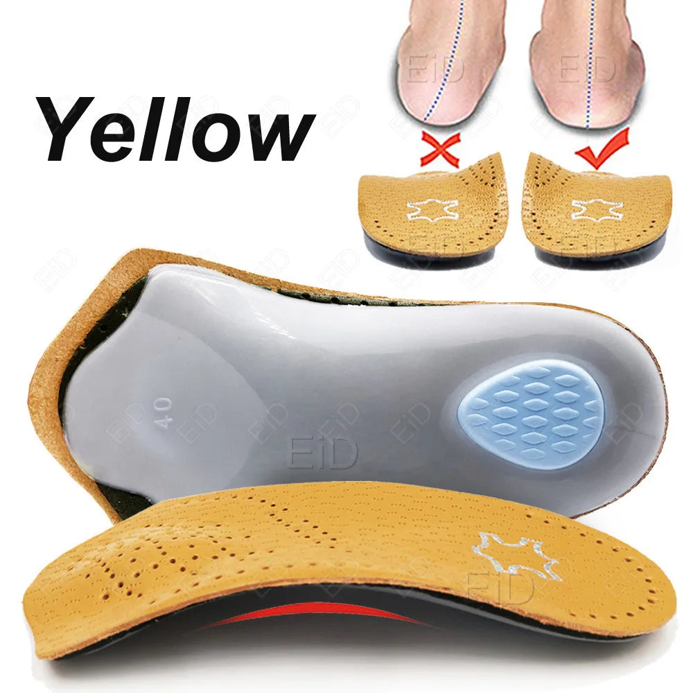 Leather orthotic Insoles OX Leg Heel Cushion for Feet Soles Relieve Foot Pain Protect Spur Support Shoes Pad Feet Care Inserts