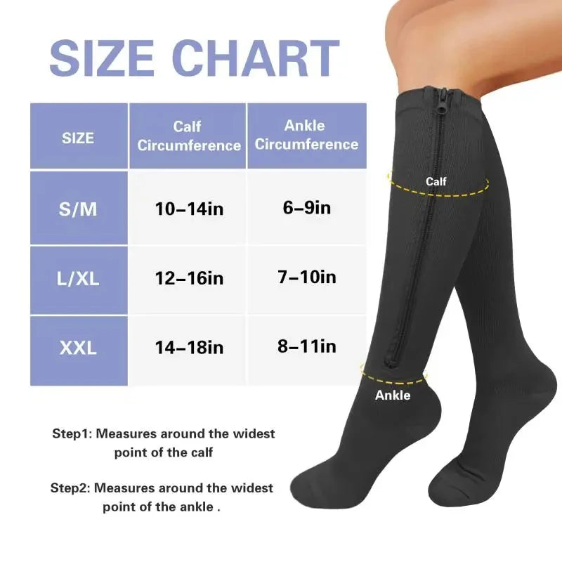 1 Pair Medical  Compression Socks with Zipper(Unisex) The Online Foot Store